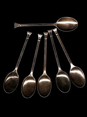 Set Of 6 Antique Salt Spoons Cooper Brothers And Sons Sheffield Edwardian Era